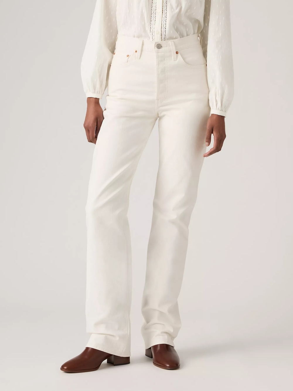 Levi’s Ribcage Straight Full Length White Jeans W26 L32 High Rise